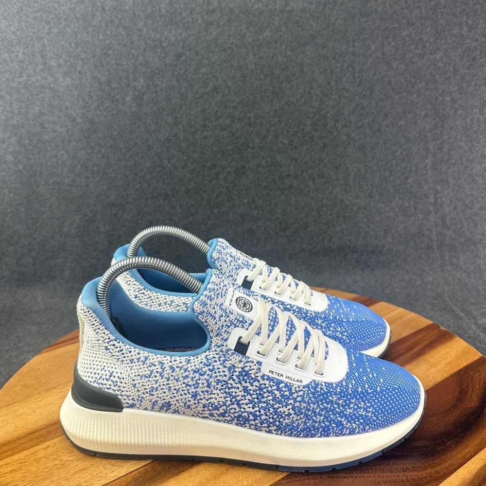 Peter Millar Hyperlight Apollo Sneakers Womens 8.5 Blue White Knit LS23EF11